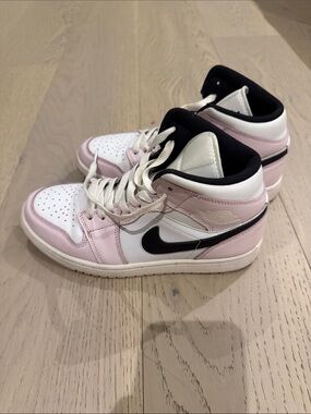 Nike Women’s Pink, White and Black Mid-Top Sneakers
